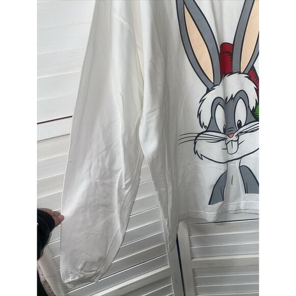 Vintage 1997 Warner Bros Men’s Bugs Bunny Santa White Long Sleeve Shirt X-Large - Picture 2 of 9